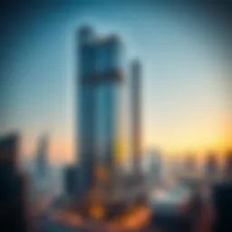 Aerial view of the Indigo Building against the Dubai skyline