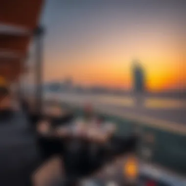 Sunset Dining Experience at JBR A serene sunset view from the beachside dining area