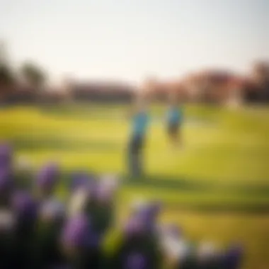 Golfers enjoying a sunny day on the lush fairways of Jumeirah Golf Estates