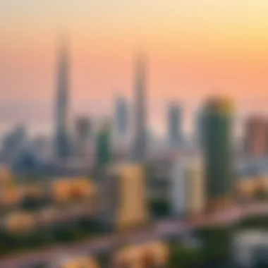 Dubai Skyline with Mag Properties Developments Aerial view of Dubai's skyline showcasing luxury properties