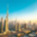 A skyline view of Dubai featuring iconic real estate developments