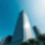 Architectural Marvel of Media One Tower Stunning facade of Media One Tower against a clear blue sky