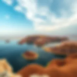 Aerial view of Mubazzarah Lake showcasing its unique geological features