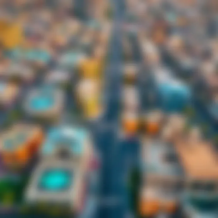 Aerial view of Al Seef District showcasing its vibrant layout