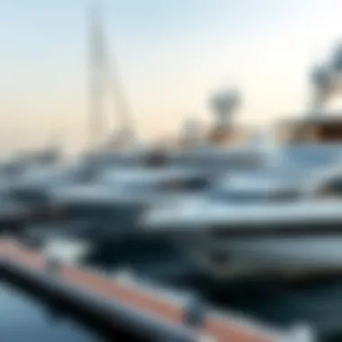 Luxurious yachts docked at Bateen Marina