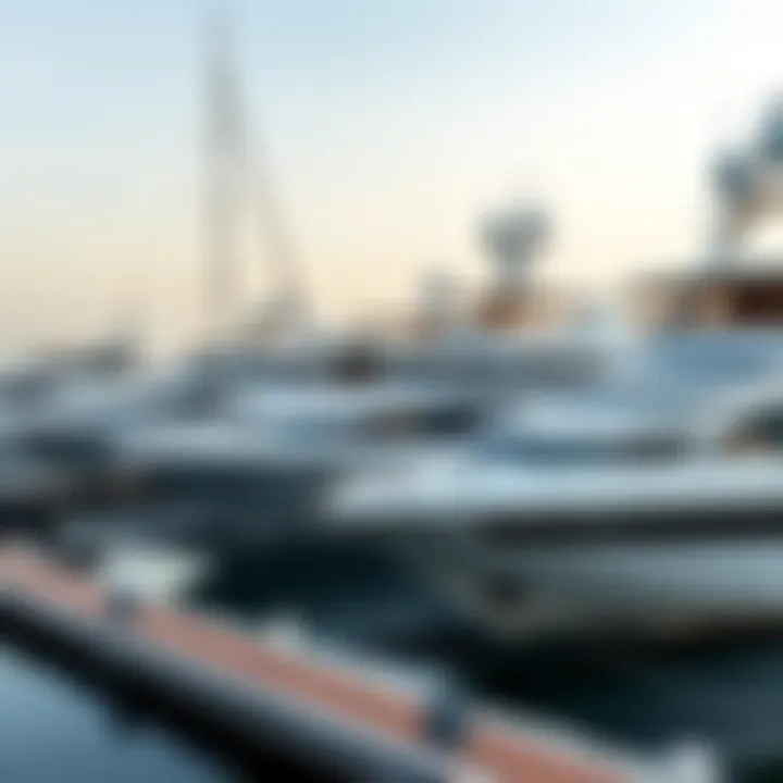 Luxurious yachts docked at Bateen Marina