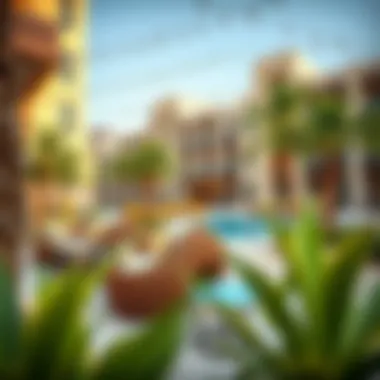 Vibrant community spaces in a Dubai apartment complex