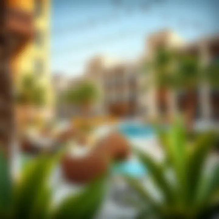 Vibrant community spaces in a Dubai apartment complex