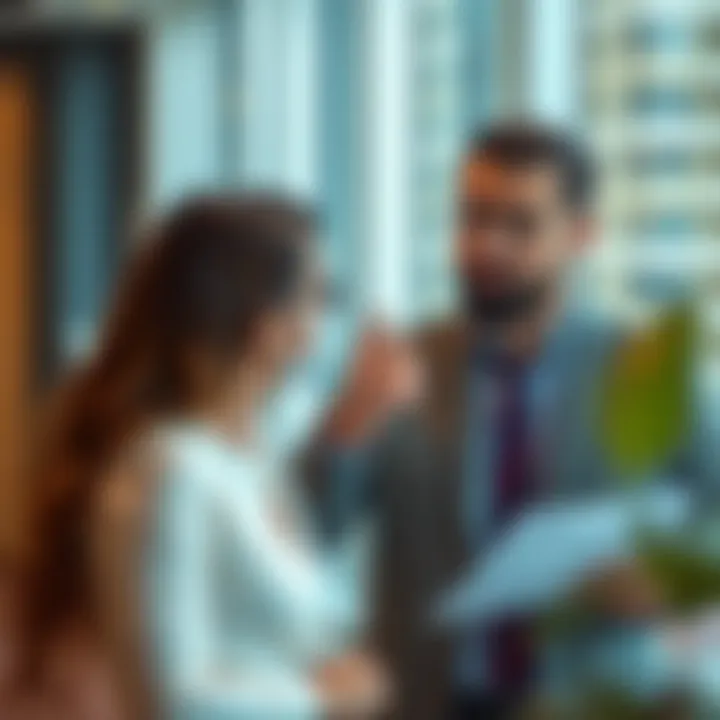 A couple discussing real estate options with a professional