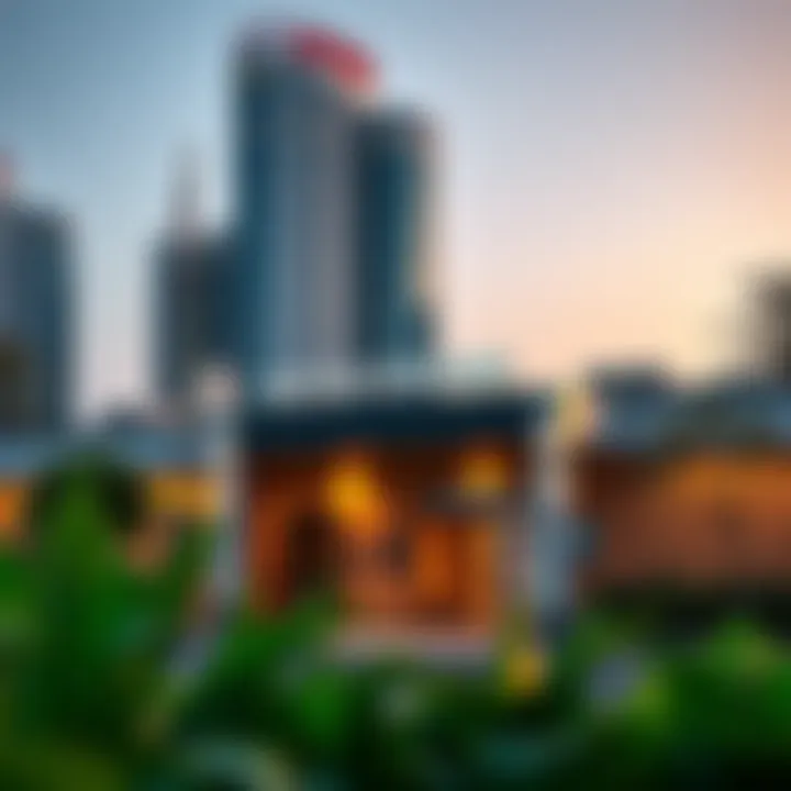 Accessible Metro Station Near Dubai Sports City Illustration of the metro station exterior and entry point, depicting its accessibility