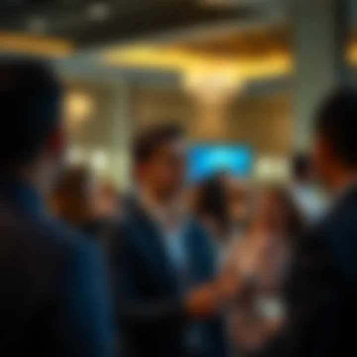 Diverse group engaged in a professional networking event.