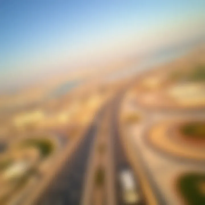 Aerial view of the highway connecting Ajman and Dubai