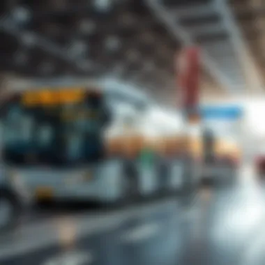 Modern public transport bus traveling towards Dubai