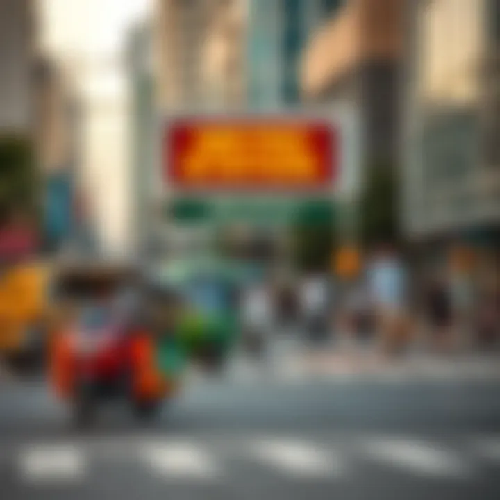 Vibrant street view near a metro station in Bur Dubai