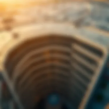 Aerial view of Dubai Mall parking structure showcasing various levels.