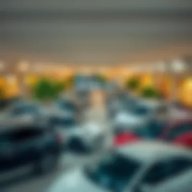 A spacious parking area filled with various vehicles.