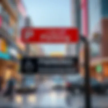 Clear signage guiding visitors to parking entrances and exits.