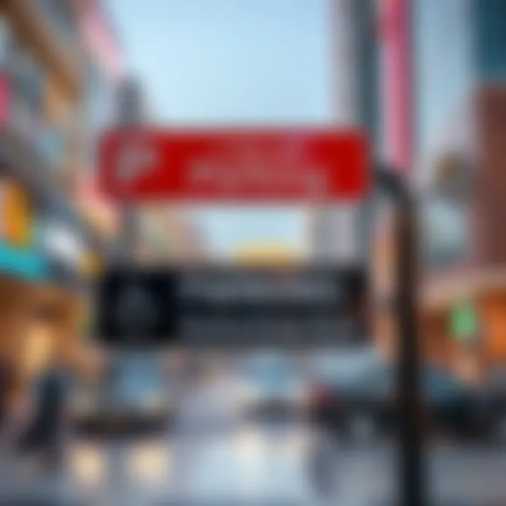 Clear signage guiding visitors to parking entrances and exits.