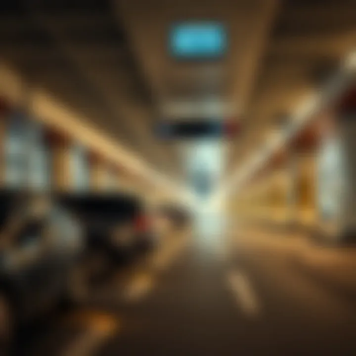 Modern parking technology featuring digital signage and automated systems.