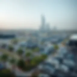 An aerial view of a busy parking lot in Dubai showcasing the variety of parked vehicles.