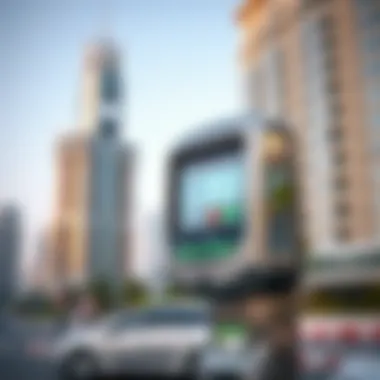 Advanced Parking Meter in Dubai A modern parking meter with digital display and payment options, emphasizing technology in parking.