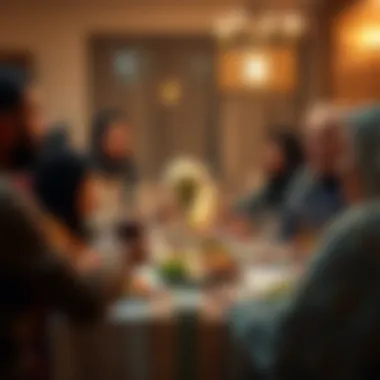 Family Gathering at Iftar Family sharing a meal together during Ramadan