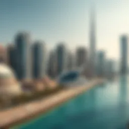 A stunning skyline view of Dubai showcasing modern architecture and landmark buildings