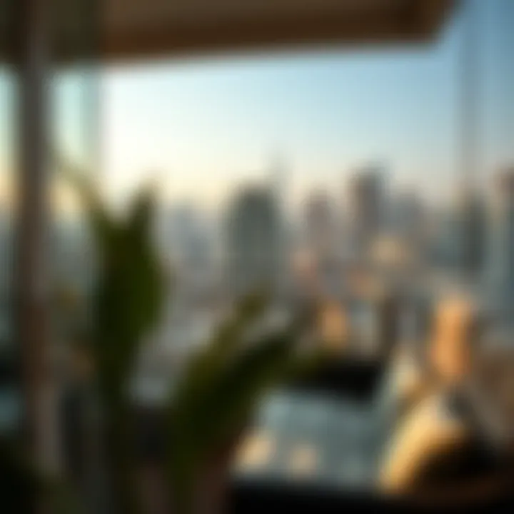 Cozy balcony view from an apartment overlooking the cityscape