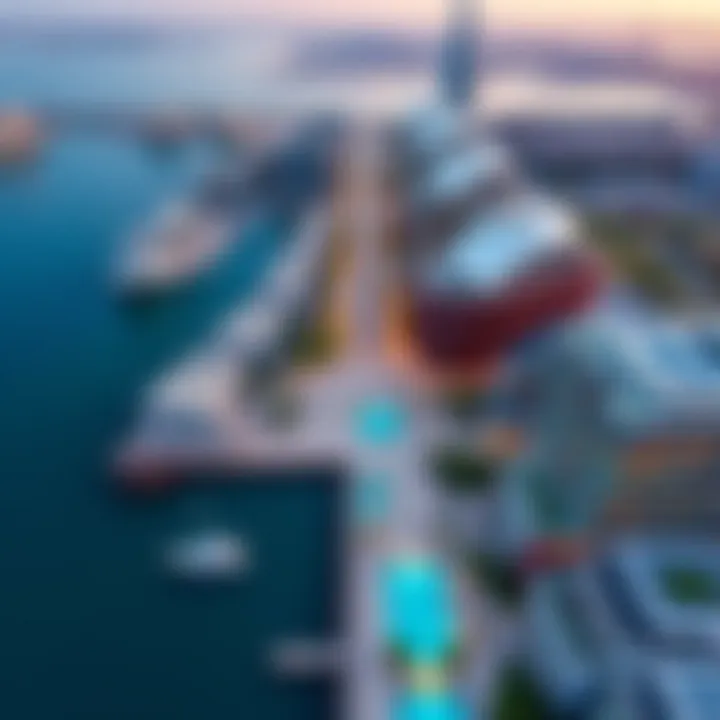 Aerial view of high-end sea view properties along the Dubai waterfront