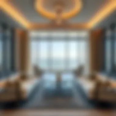 Elegant living room with panoramic sea views in a Dubai property