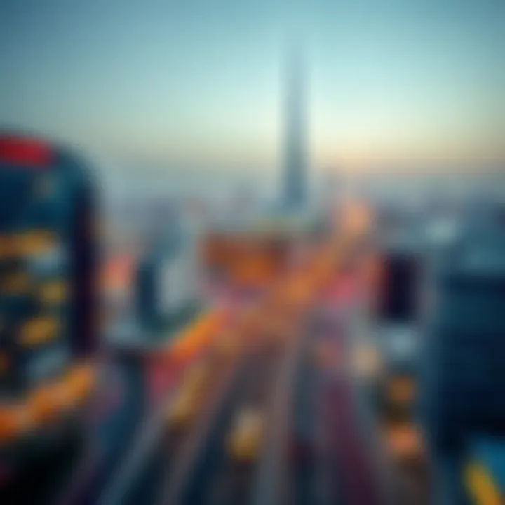Panoramic view of Sheikh Zayed Road featuring Al Wasl Tower