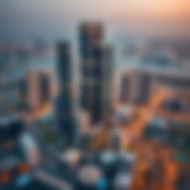 Dubai's Real Estate Landscape Featuring Tamani Arts Offices Tower Aerial view of Dubai's real estate landscape with Tamani Arts Tower