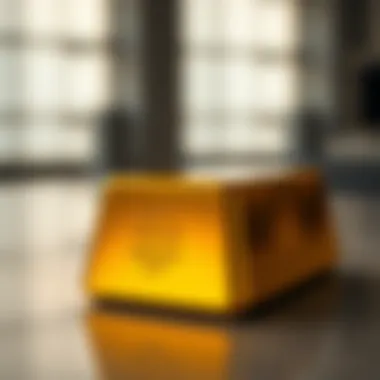 Close-Up of 22 CT Gold Bar A close-up shot of a 22 CT gold bar reflecting light