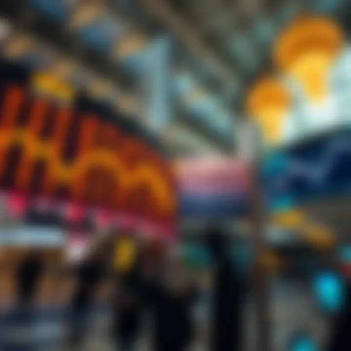 Market Trends Display Market trends displayed on a digital screen in a financial district