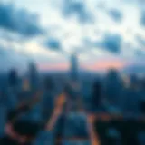 A vibrant city skyline representing global connectivity