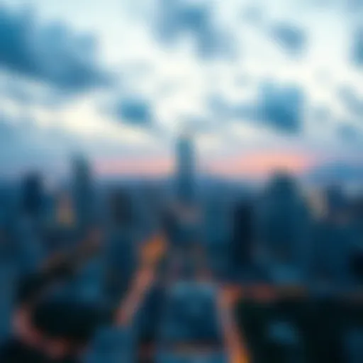 A vibrant city skyline representing global connectivity