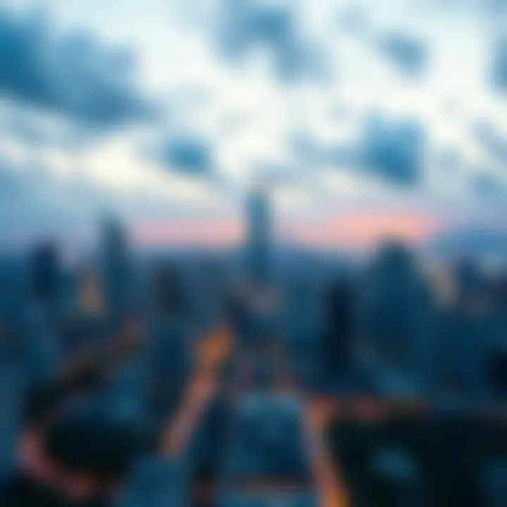 A vibrant city skyline representing global connectivity