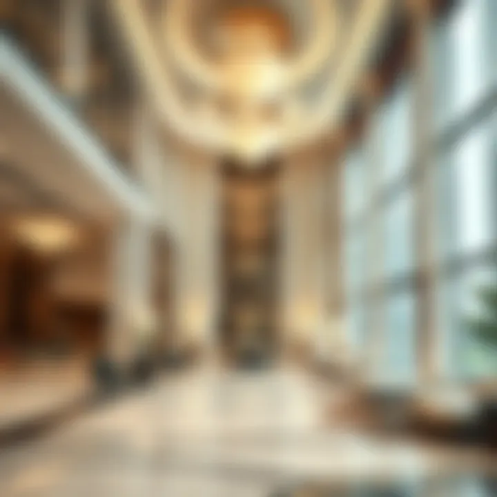 The luxurious interior lobby of The Palladium Tower representing modern elegance