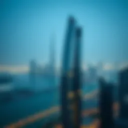 Stunning view of Trafalgar Tower against the Dubai skyline