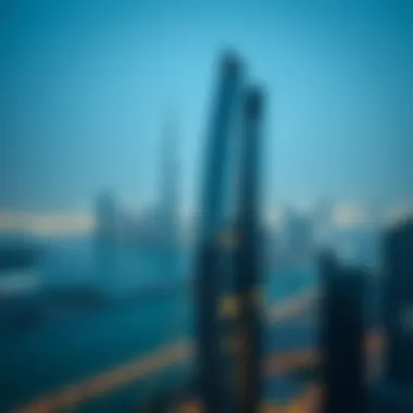 Trafalgar Tower and Dubai Skyline Stunning view of Trafalgar Tower against the Dubai skyline
