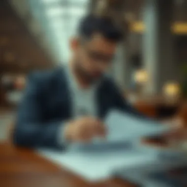 Business Owner Reviewing Cheques Business owner reviewing cheques