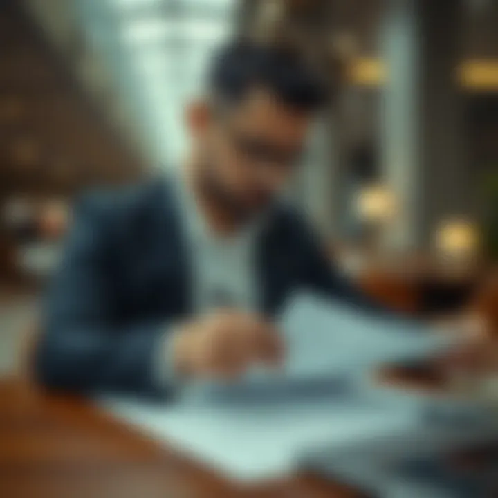 Business Owner Reviewing Cheques Business owner reviewing cheques