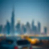 Dubai skyline with iconic buildings