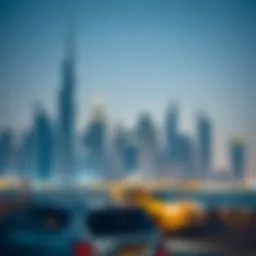 Dubai skyline with iconic buildings