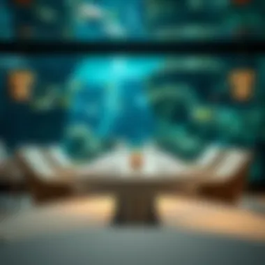 Elegant Table Setting A beautifully designed table setting juxtaposed against an aquarium backdrop