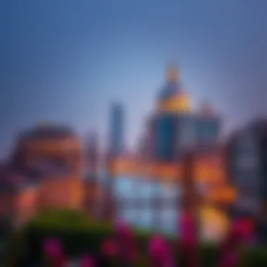 The fusion of modern Dubai skyline with Venetian design elements
