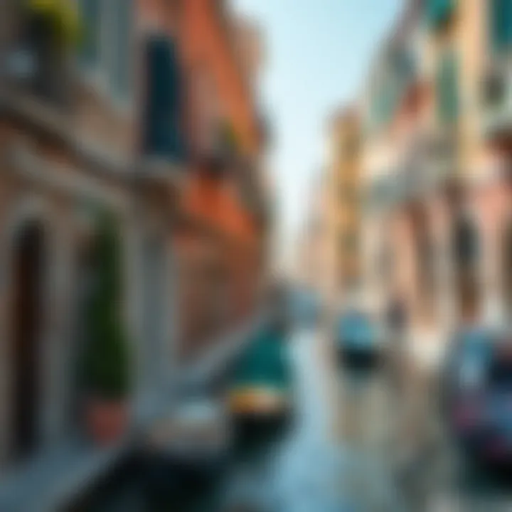 A vibrant street scene showcasing Venetian influences in Dubai