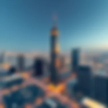 XL Tower 2 in the Dubai Skyline Panoramic skyline view featuring XL Tower 2 amidst Dubai's urban landscape